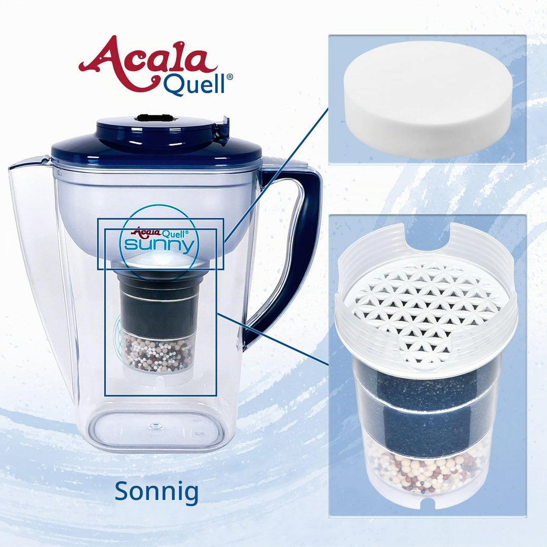 Wasserfilter AcalaQuell Sunny | Dunkelblau | Aktivkohle Wasserfilter | Höchste Filterleistung - mehr