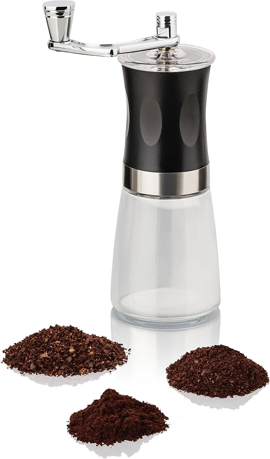 Krüger&Gregoriades Kaffeemühle mit Keramikmahlwerk Handkaffeemühle, Glas, stufenlos einstellbar, man