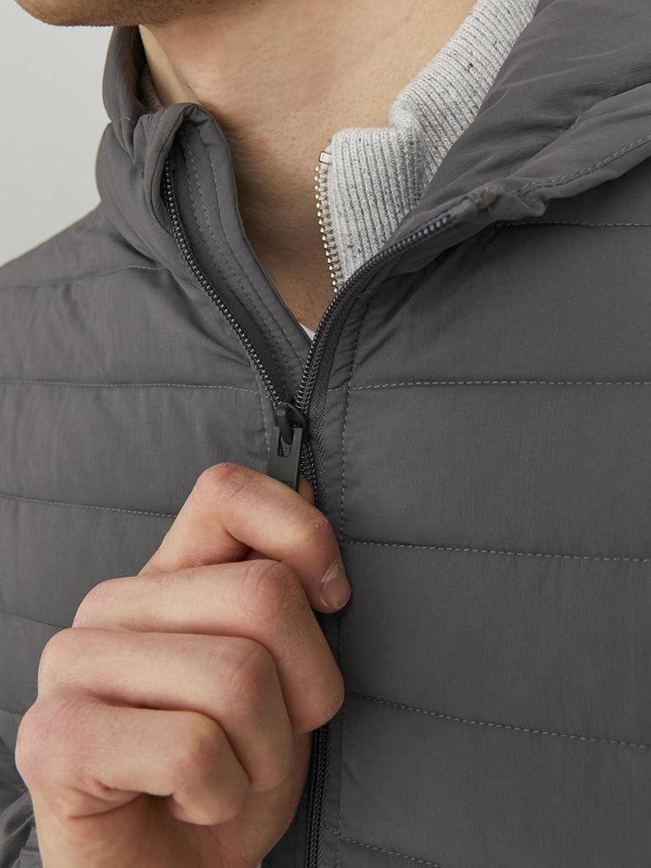 Jack & Jones Men's Jjerecycle Raw Puffer Hood Noos Jacket S Asphalt, S Asphalt