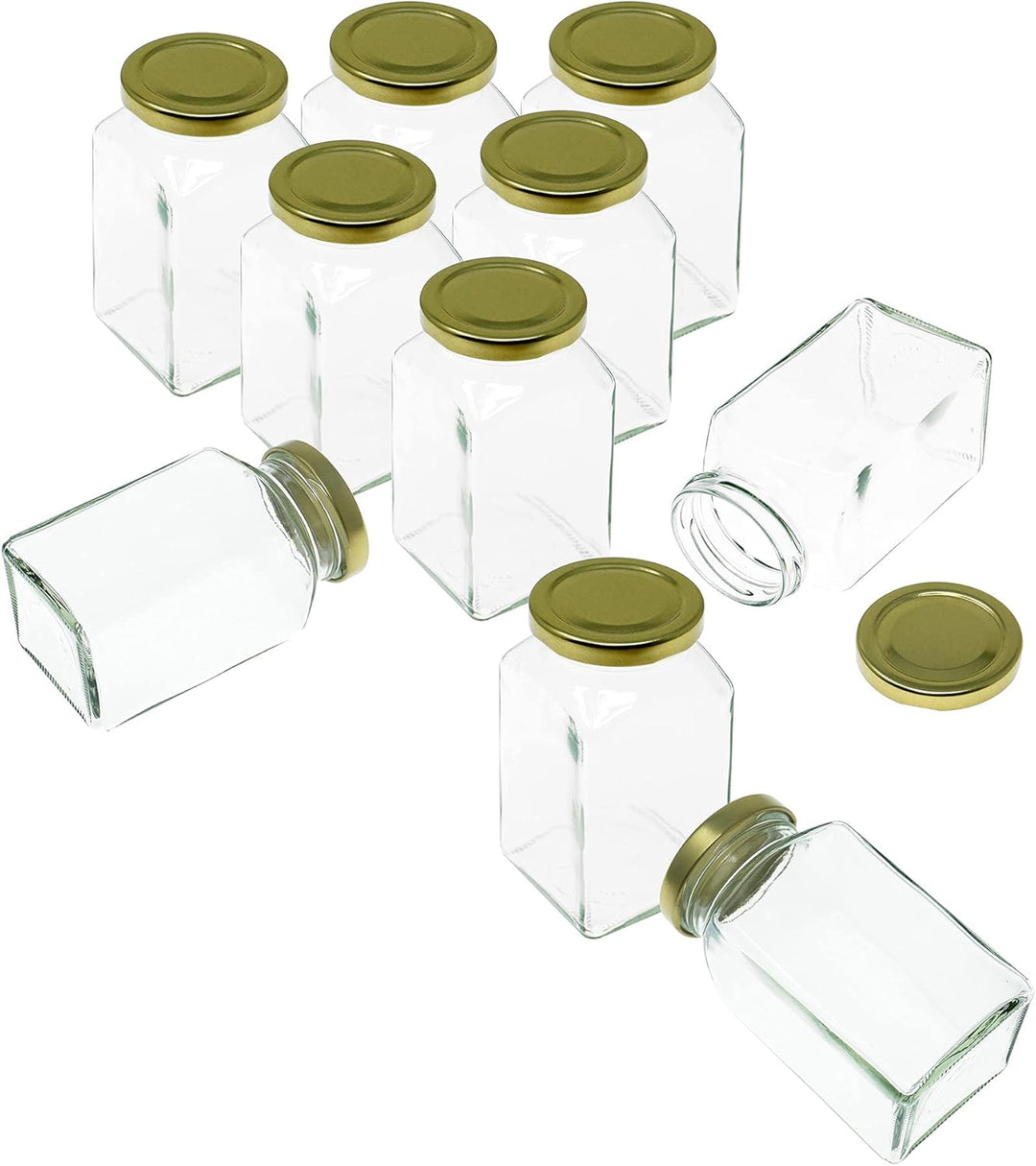 Lashuma Gewürzgläser Set 10 teilig, Joghurtgläser mit Deckel, leere Schraubgläser eckig 10er Set, 10