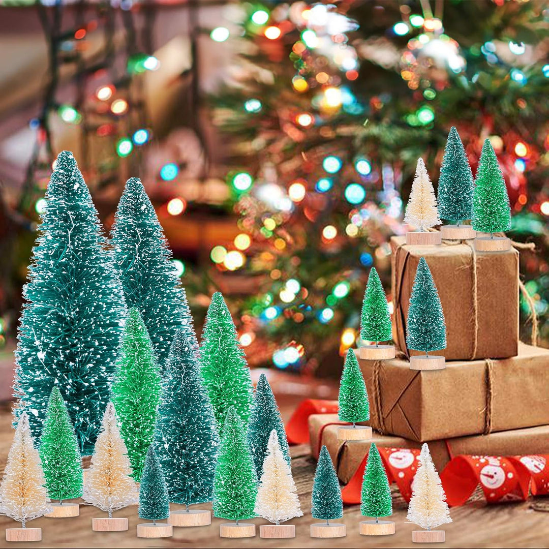 MELLIEX 60 Stück Miniatur Weihnachtsbaum Künstlicher Mini Modell Weihnachtsbaum Kunststoff Winter Or