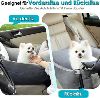 Hundeautositz Hundesitz Auto für Kleine & Mittlere Hunde Unter 15KG, Tragbares Hundekorb Auto mit Au