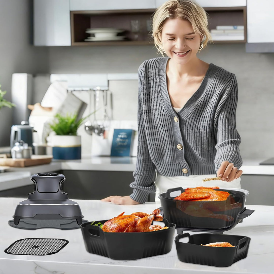 VINATO Heissluftfritteuse Zubehör Set für Ninja Crispi, Air Fryer Zubehör 4-teilig mit Backmatten, S