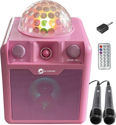 N-Gear DISCO410 Karaoke & Party Bluetooth Lautsprecher mit Discokugel, Mikrofon und Power Bank Funkt