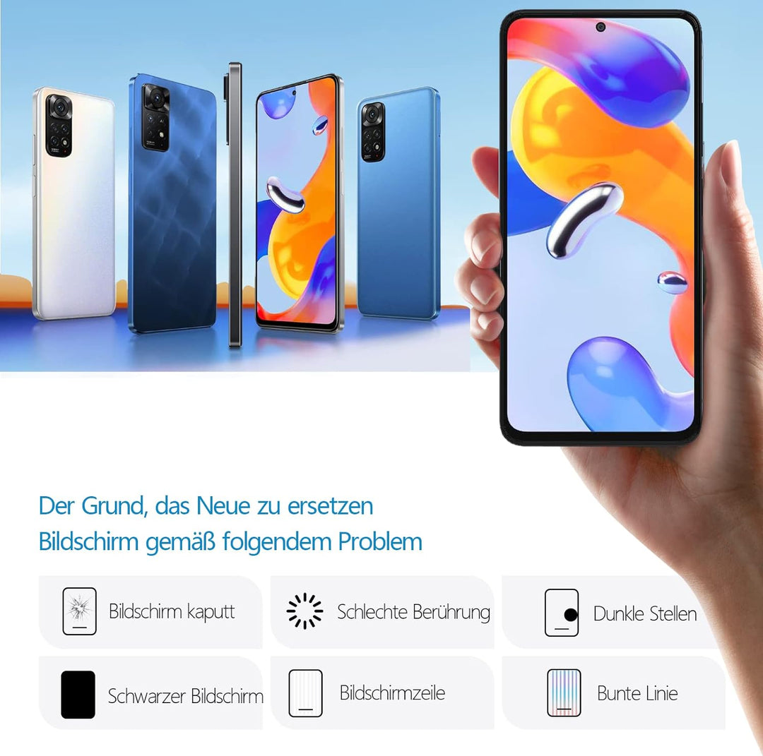 RongZy für Xiaomi Redmi Note 11 Pro LCD Bildschirmersatz für Redmi Note 11 Pro 5G Touchscreen Digita