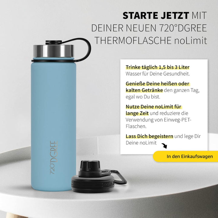 720°DGREE Edelstahl Trinkflasche “noLimit” – 710ml - Auslaufsicher, Kohlensäure geeignet, BPA-Frei -
