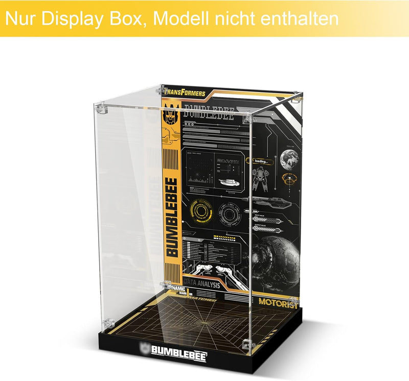 cooldac Acryl-Vitrine kompatibel mit Lego 10338 Bumblebee, Staubdichtes Transparentes HD Backdrop Di