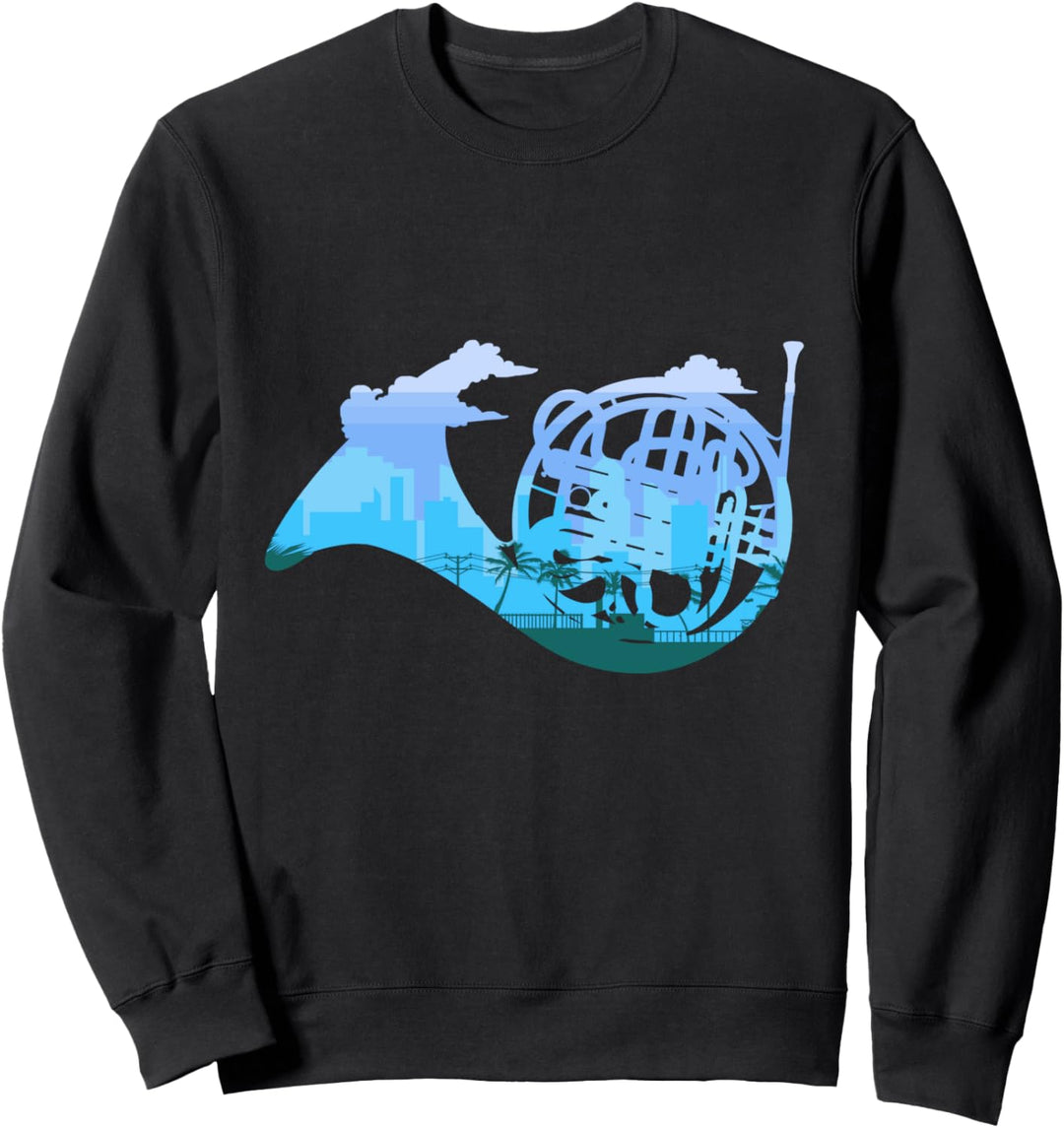 Landschaft Waldhorn Instrument Geschenk Für Hornisten Sweatshirt
