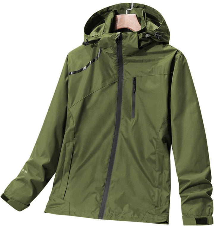 SUKUTU Herren Outdoor wasserdichte Kapuzen-Sportjacke Leichte Wanderjacke Bergjacke Softshell Herbst