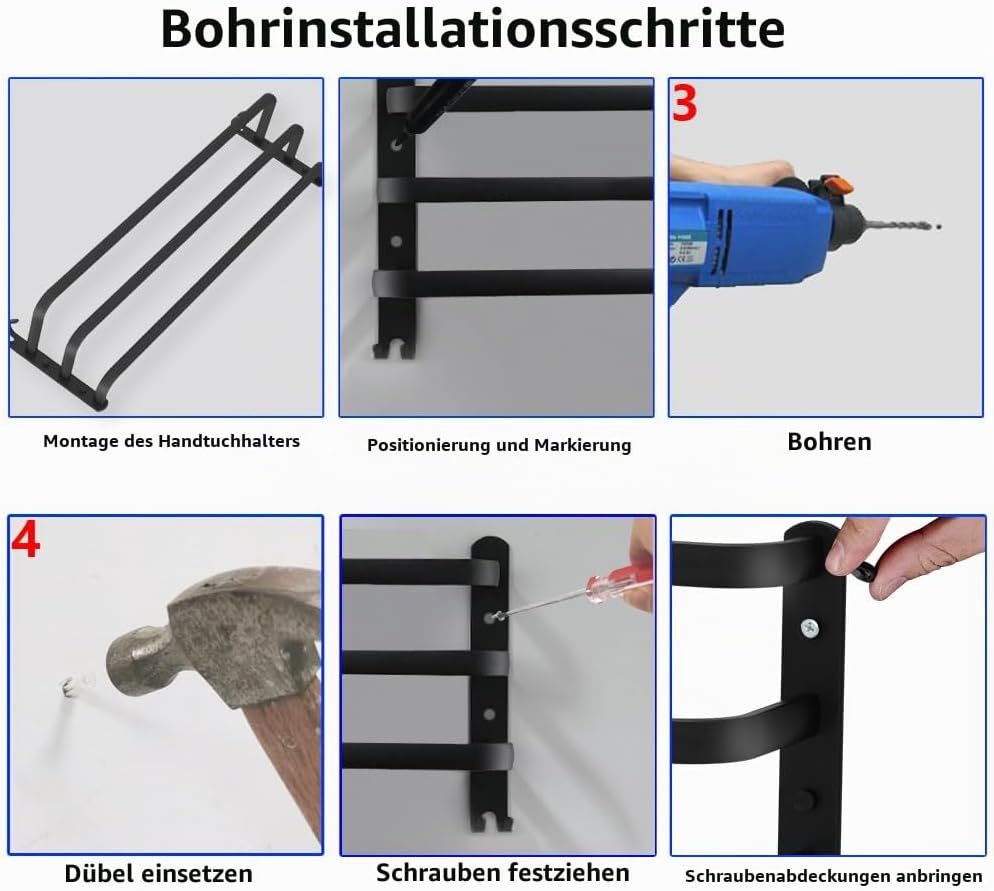 HONPHIER Bad 3 Tier Handtuchstange Aluminium Wand-handtuchhalter Wandmontage für Badezimmer Küchen T