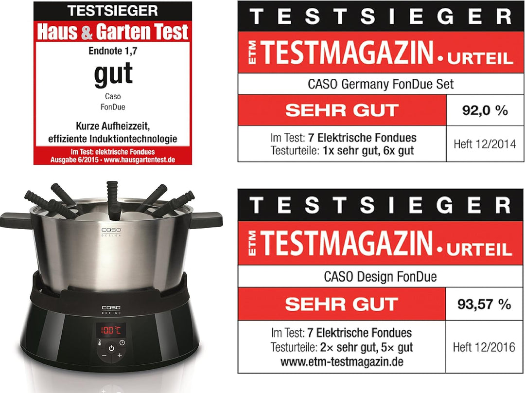 Caso 2282 Induktions FonDue für 8 Personen 60 bis 240 Grad celsius Temperatureinstellung, gleichmäss