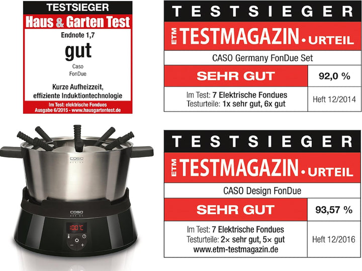 Caso 2282 Induktions FonDue für 8 Personen 60 bis 240 Grad celsius Temperatureinstellung, gleichmäss