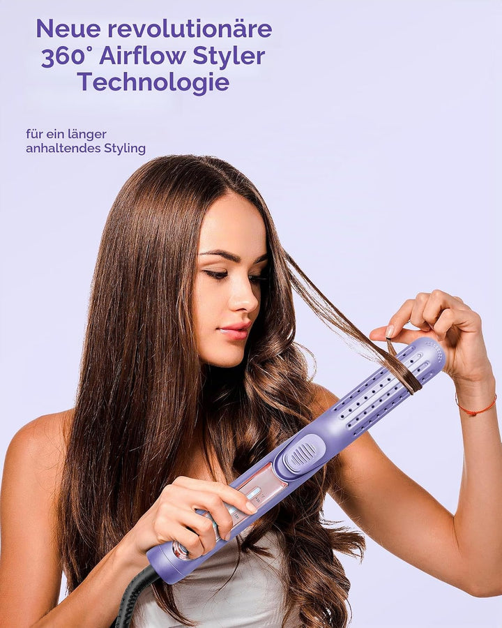 OKWRAP Air Haarglätter, Haarglätter mit Luft, Glätteisen Keratin 140-220°C, Air Straightener LED Dis