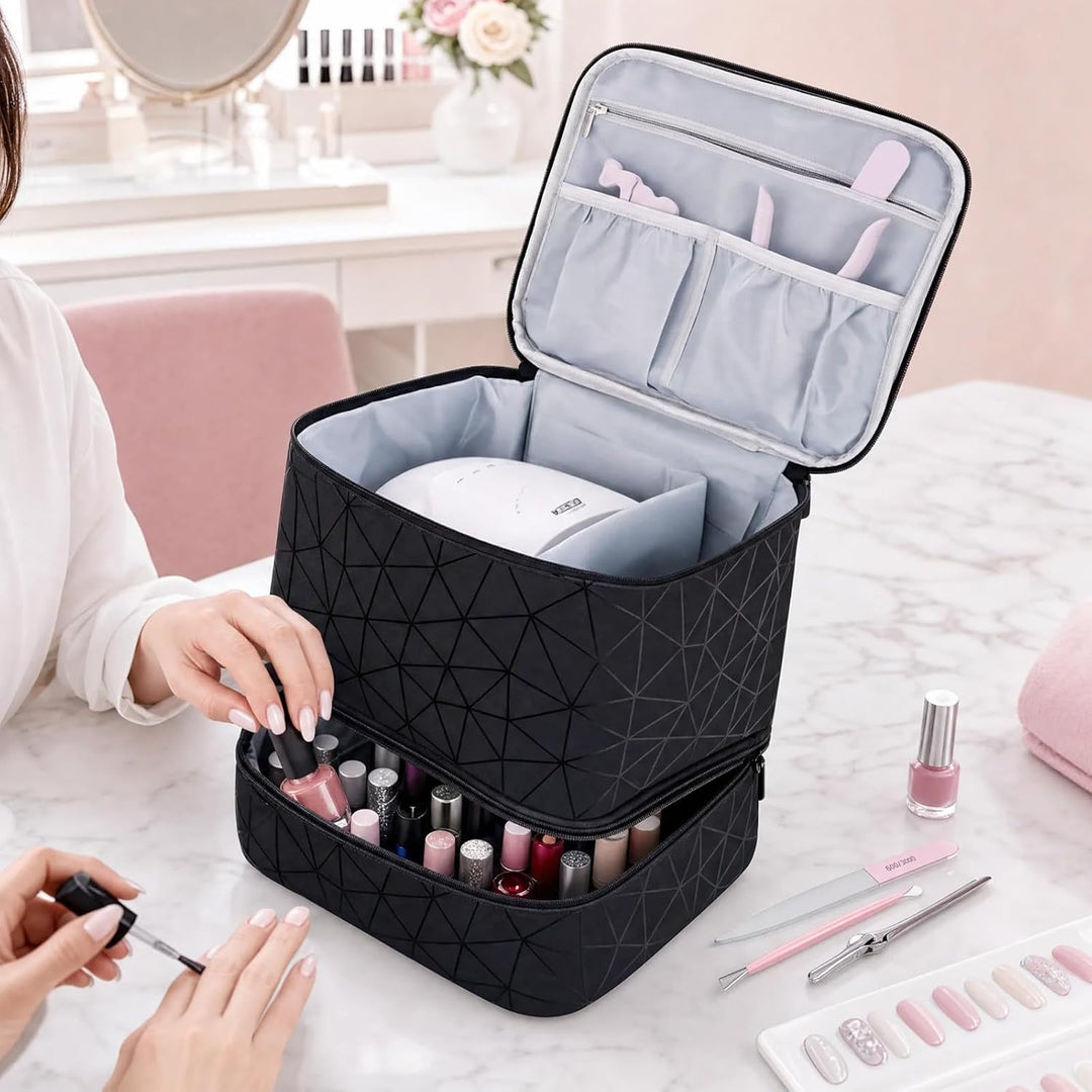 Nagellack Organizer, Nagellack Aufbewahrung für 30 Nagellackflaschen und 1 LED-Nagellampe, doppelte