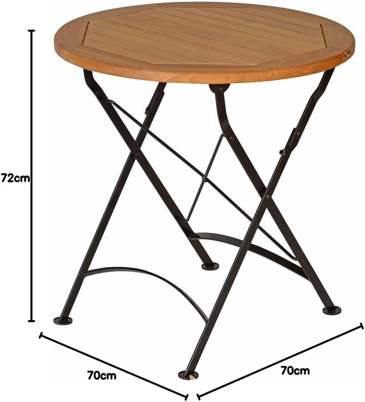 Kai Wiechmann Teak Klapptisch rund 70 cm wetterfest Premium für Balkon Terrasse Garten, 70 cm
