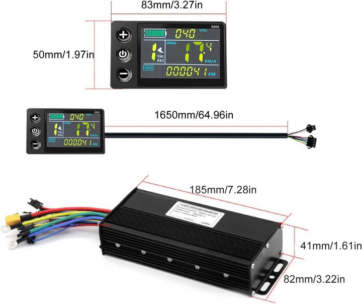 BuyWeek Elektrofahrrad Brushless Motor Controller Kit, 36V 48V 52V 1500W 2000W 40A 3 Modus Sinuswell