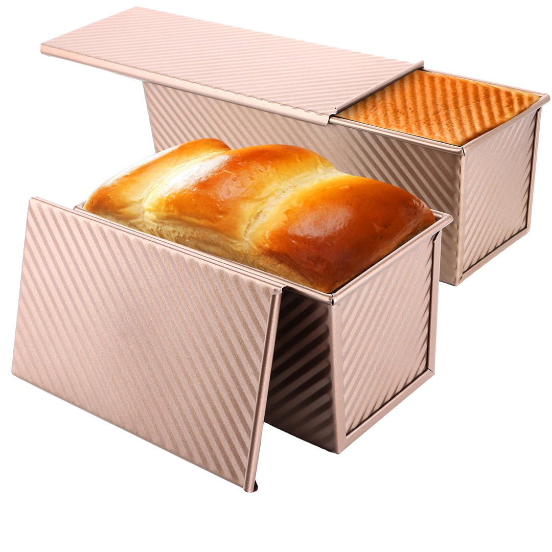 WOPPLXY 2 Stück Brotbackform mit Deckel, 1000g und 450g Toastbrot Backform mit Deckel, Antihaftbesch
