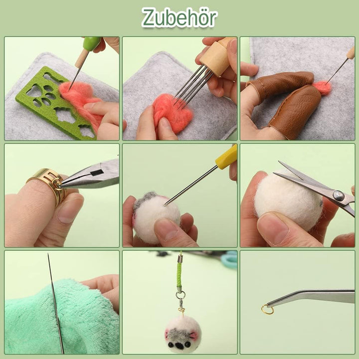 304 Stück Nadelfilz Set, Nadelfilz Werkzeuge, Nadelfilz Starter Set mit 50 Farben Filzwolle, Grundle