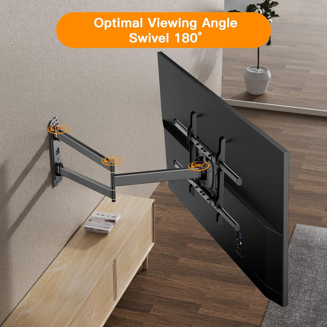 WHYFONE TV Wandhalterung Schwenkbar Halterung für 32-70 Zoll Flach&Curved Fernseher, 180° Drehbar Fe