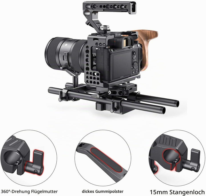 SMALLRIG Lange Linse Unterstützung mit 15mm Stangenklemme (34.5mm Höhenverstellbar) -BSL2680