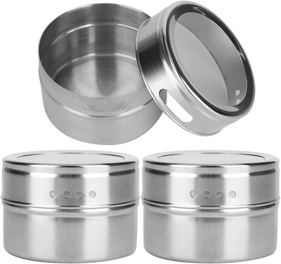 Tissting 3 Stück Gewürzdosen aus Edelstahl, Magnetische Gewürzdosen, Gewürz Topf Edelstahl Gewürzdos