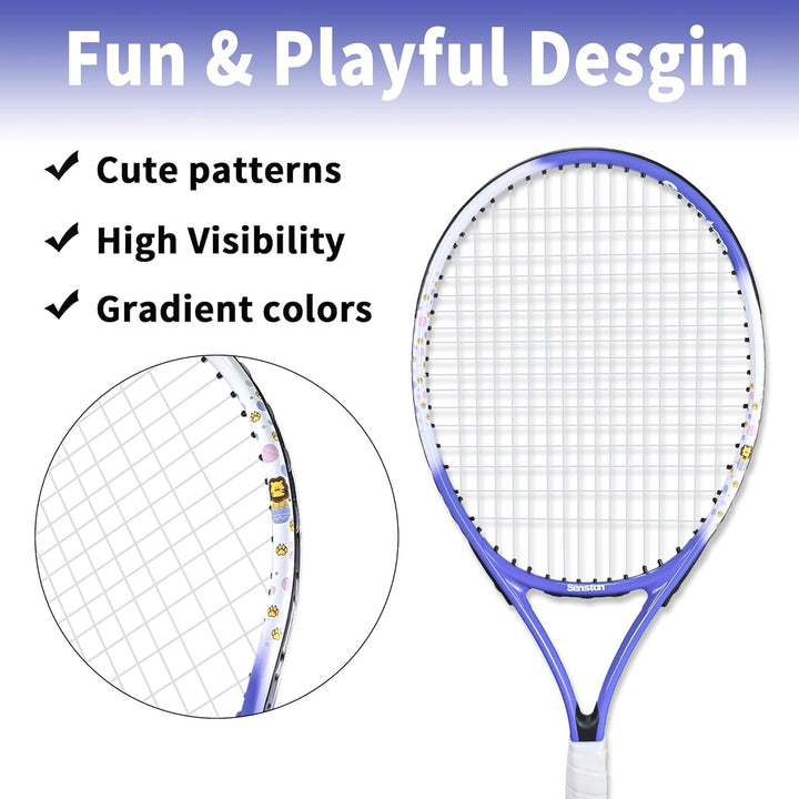 Senston Tennisschläger 17/23 Zoll Tennis Racket für Jugendliche– Leicht, Langlebig, Einfach zu greif