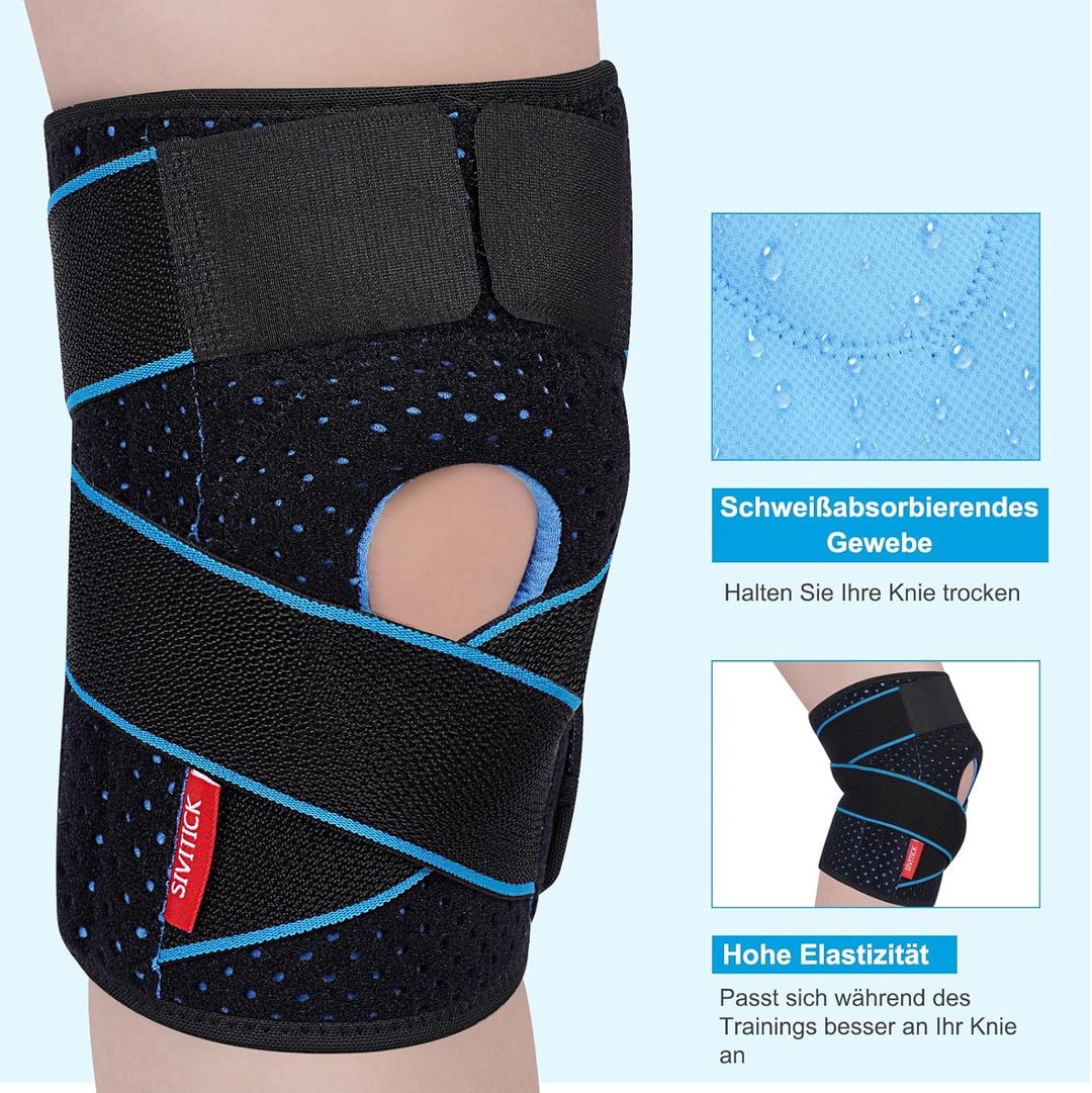 SIVITICK Kniebandage Damen Männer Einstellbare Kniestütze mit Seitenstabilisatoren & Patella Gel Pad