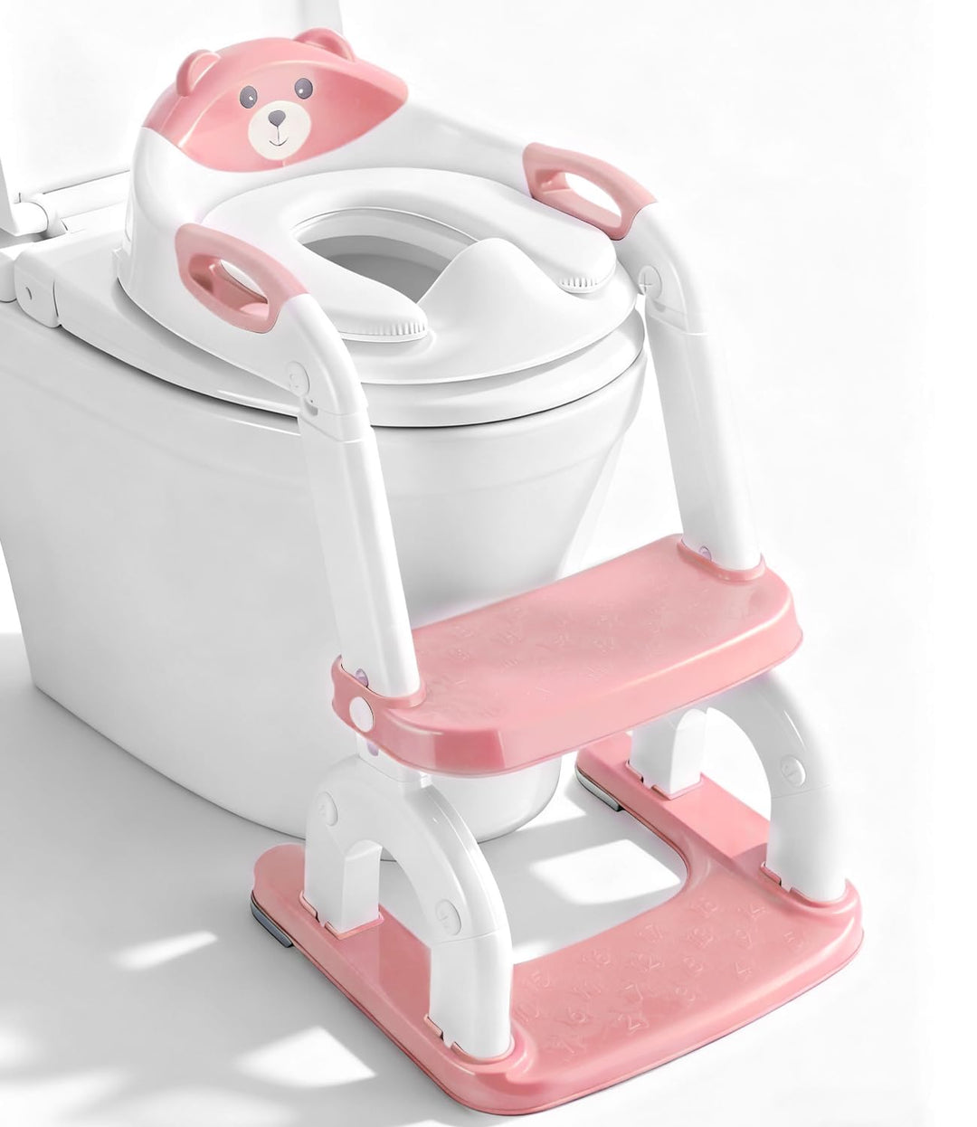 Toilettensitz Kinder mit Treppe,2in1 Höhenverstellbar Faltbarer Toilettensitz Kinder mit Gepolsterte