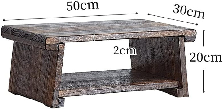 Beistelltisch, Couchtisch 2-stufig mit Ablageregal, Retro japanischer Teetisch, Tatami-Tisch für Woh