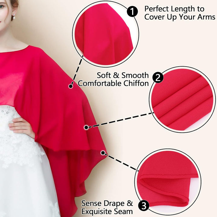 Ladiery Sheer Chiffon Capes Weiche Capelets für Frauen, leichte Tücher und Wraps für Abendpartykleid