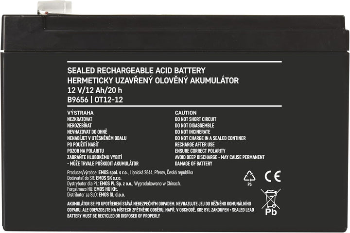 EMOS Wartungsfreier Bleiakku/Bleiakkumulator für Gefahrmeldeanlagen, Brandmeldetechnik, USV, Aufzüge