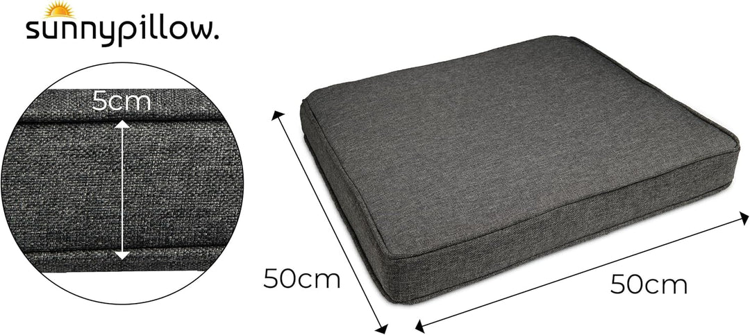 sunnypillow 4er Set Stuhlkissen wasserdicht UV-lichtecht 50 x 50 x 5cm - Polsterauflage Auflage für