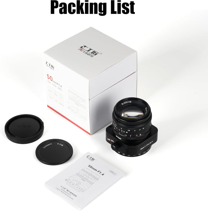 7artisans 50mm F1,4 Vollformat-Tilt-Shift-Objektiv mit 2-in-1-Kompatibilität für Spiegellose Sony E-