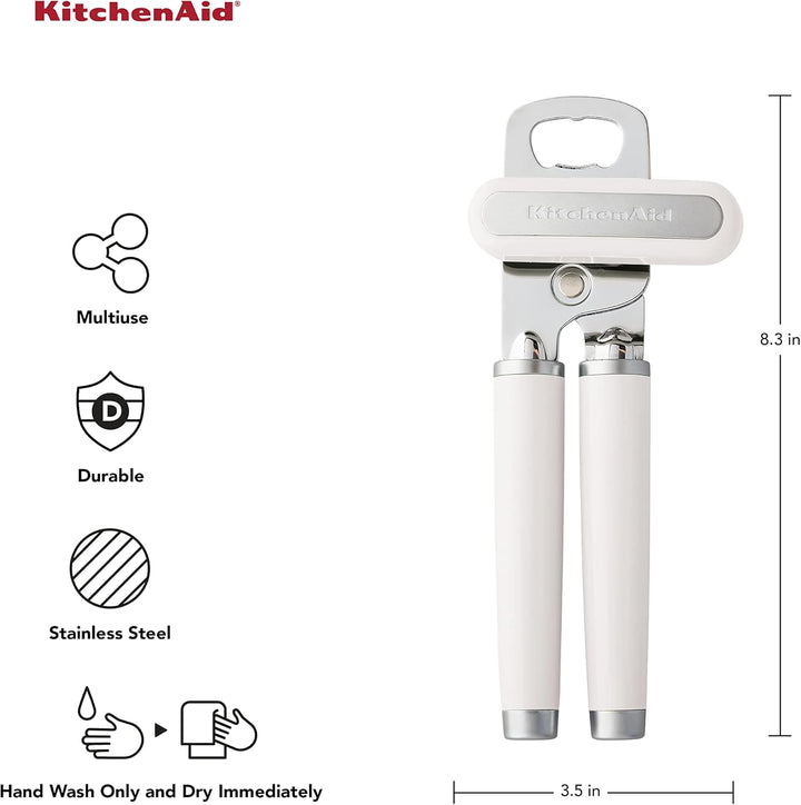 KitchenAid KE199OHWHA Klassisch Multifunktionaler Dosenöffner/Flaschenöffner, Edelstahl, weiss Einhe