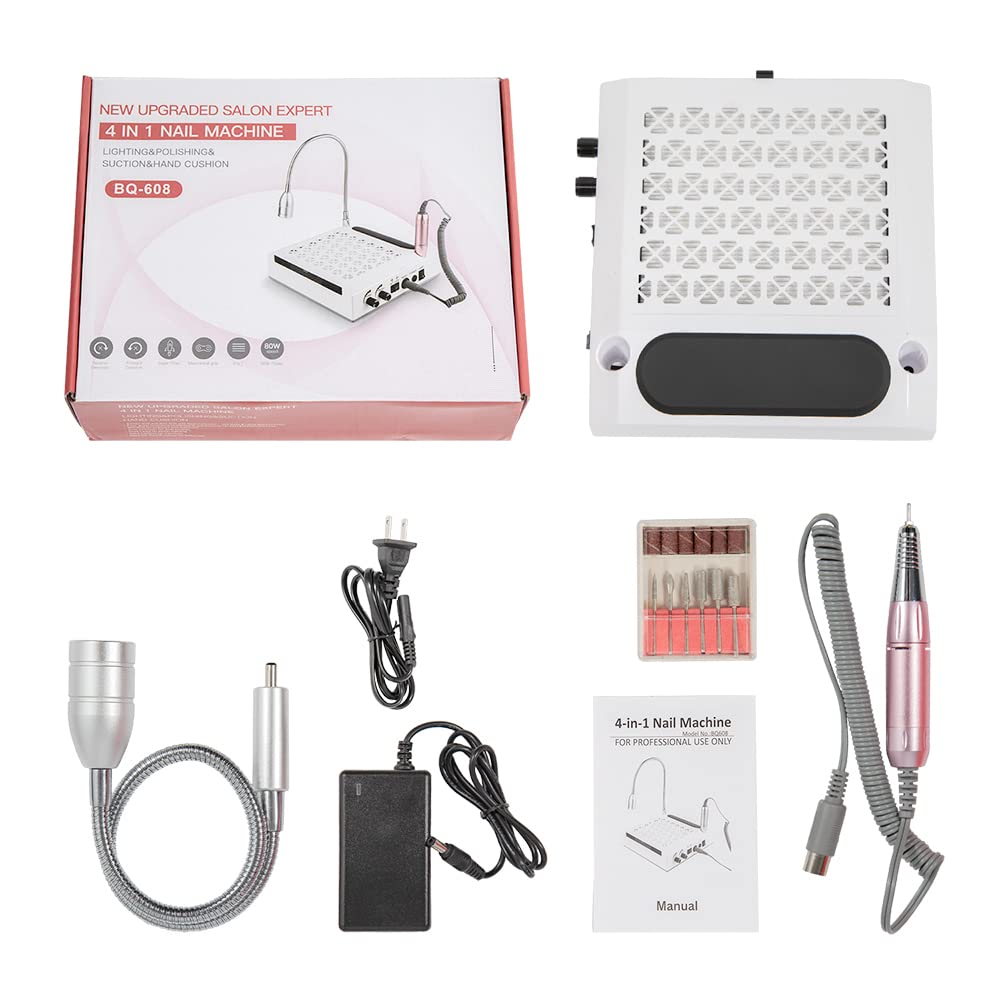 4 in 1 Staubabsaugung Nagelstudio &amp; Zuhause mit Nagelfräser 4300 U/min 23×23×7cm Elektrisch Nagelsta