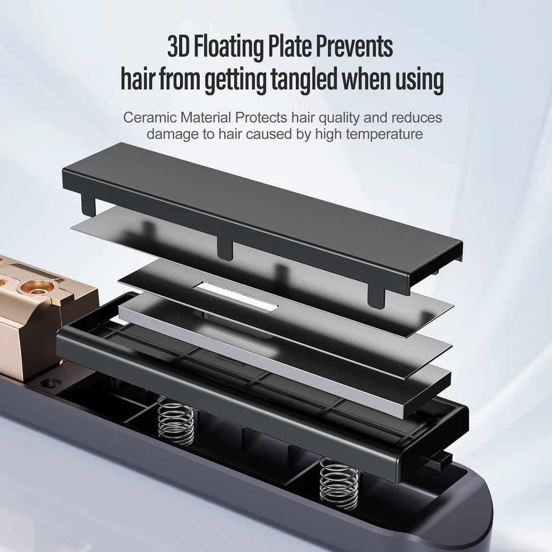 Glätteisen Kabellos und Lockenstab 2 in 1, 175°C-215°C Cordless Hair Straightener mit LED-Anzeige, H