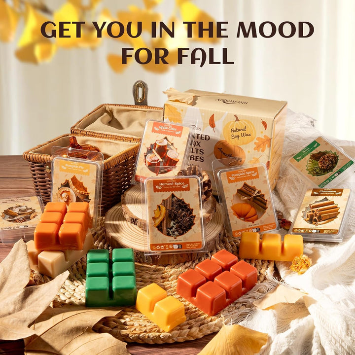 Herbst Duftwachs für Duftlampe, Natürliches Wax Melts Sojawachs Schmilzt, Wachswürfel, Duftwachswürf