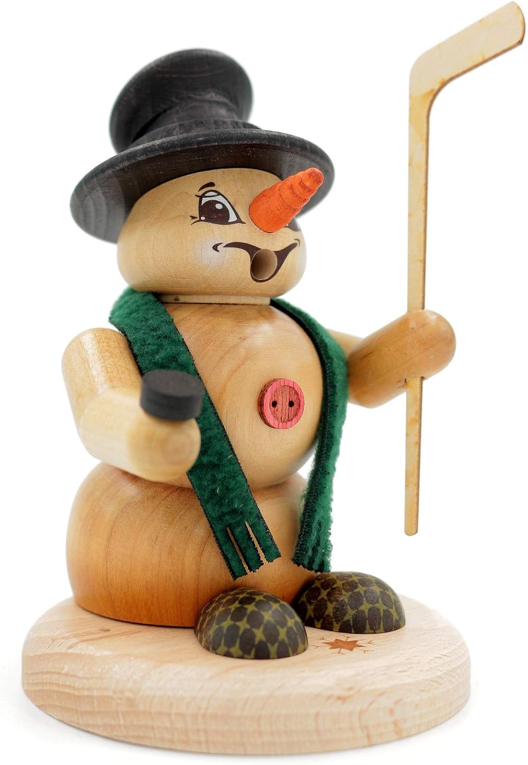 Kuhnert - Erzgebirgische Holzkunst Räuchermann Räucherfigur Schneemann 13cm - Eishockeyspieler, Eish
