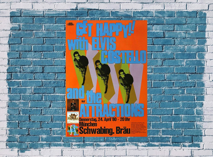 Elvis Costello - Get Happy, München 1980 » Konzertplakat/Premium Poster | Live Konzert Veranstaltung