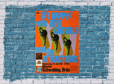 Elvis Costello - Get Happy, München 1980 » Konzertplakat/Premium Poster | Live Konzert Veranstaltung