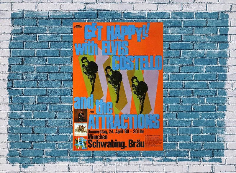 Elvis Costello - Get Happy, München 1980 » Konzertplakat/Premium Poster | Live Konzert Veranstaltung