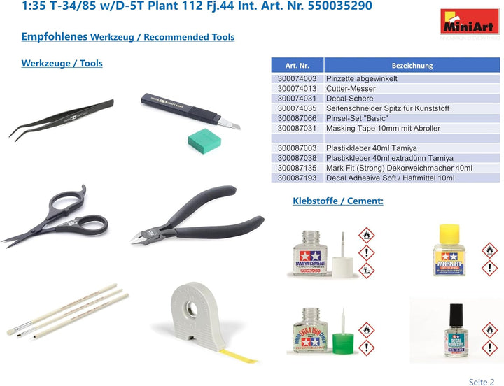 Mini Art 35290 1:35 T-34/85 w/D-5T Plant 112 Fj.44 Int. - originalgetreue Nachbildung, Modellbau, Pl