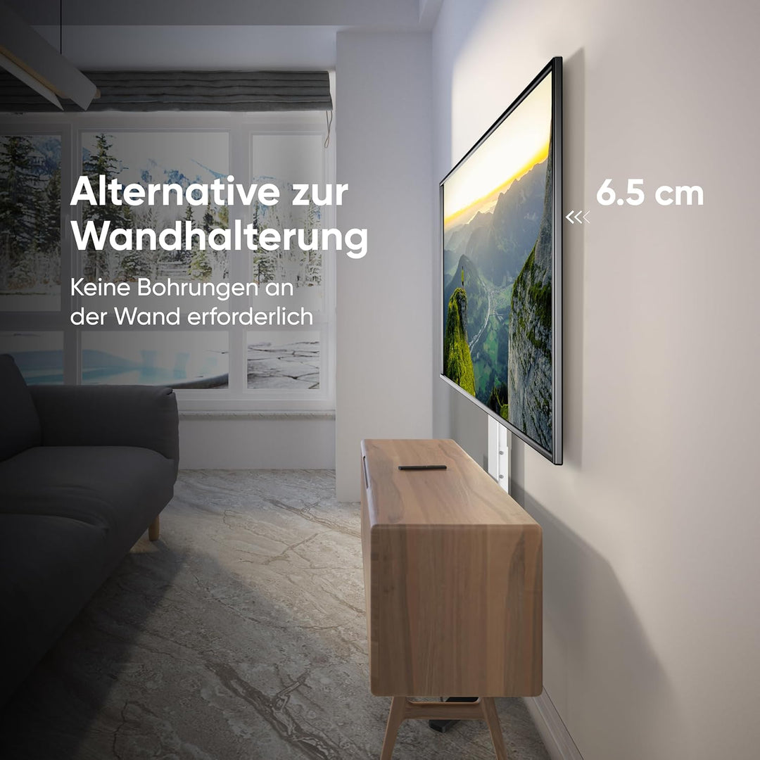 ONKRON TV Bodenständer für 26-65 Zoll TV bis zu 35 kg - Kompakter TV Ständer höhenverstellbar max VE
