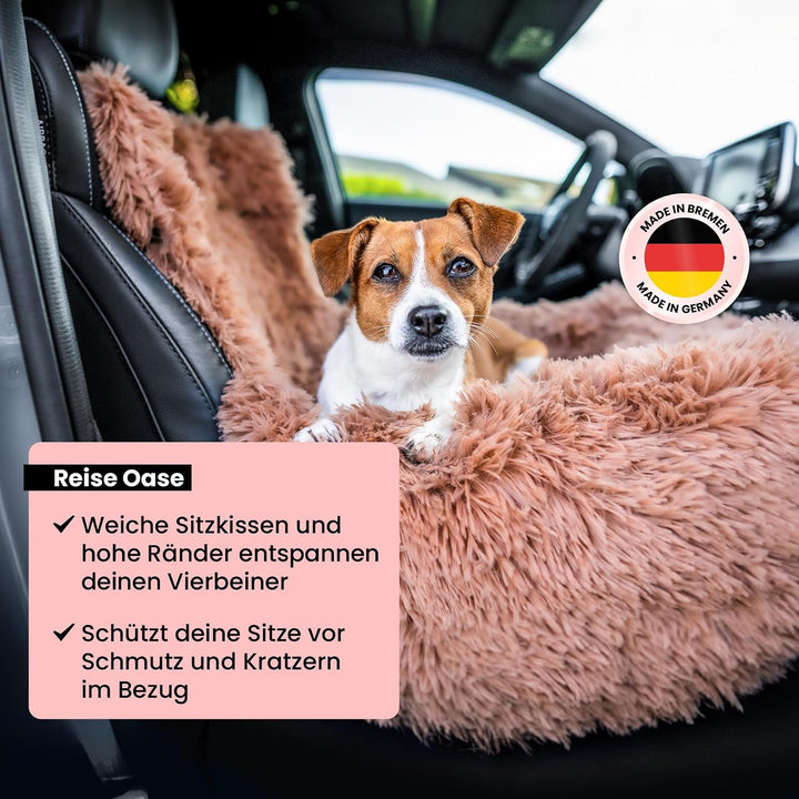Wahre Tierliebe Hunde Autositz Fluffy inkl. Sicherheitsgurt - waschbarer Hundesitz Auto in schwarz/w