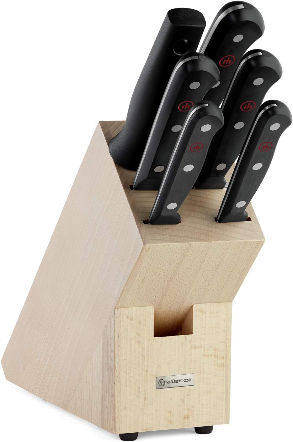 WÜSTHOF Gourmet Messerblock mit 6 Artikeln 5 Kochmesser, Wetzstahl, 5 Kochmesser, Wetzstahl