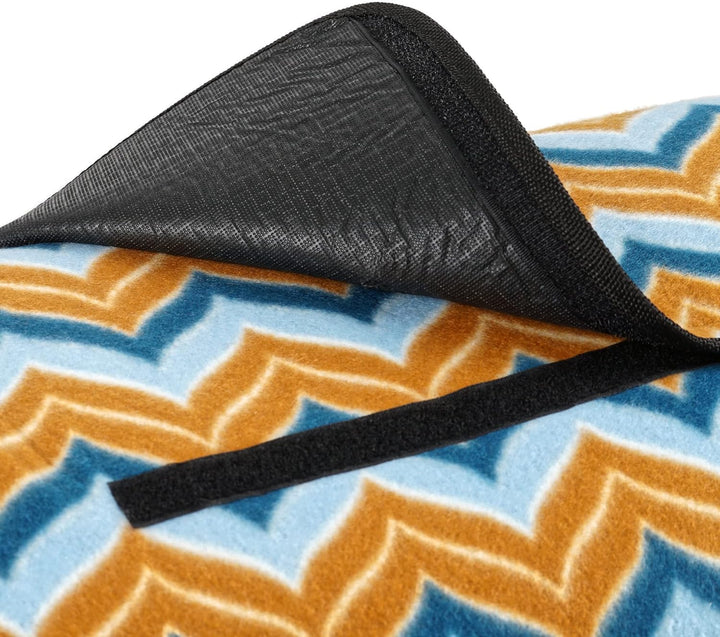 CampFeuer Picknickdecke 200x200 cm | blau/braun | Muster: Zickzack | XXL Campingdecke wasserabweisen