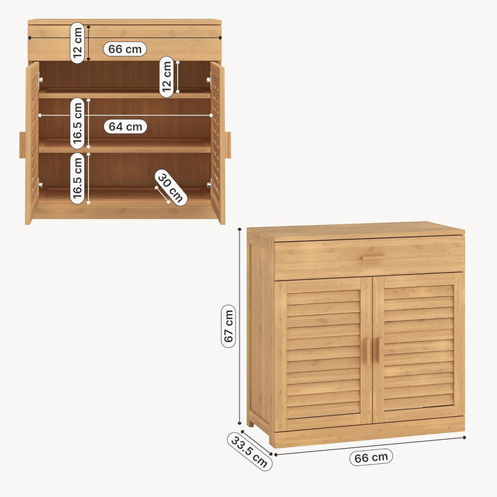 [en.casa] Schuhschrank Aarela mit 2 Türen Schrank schmal mit Schublade Flurschrank 3 Ebenen Schuhkom