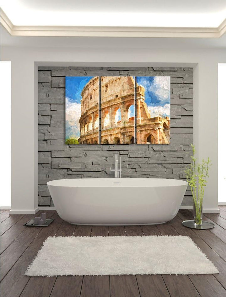 Pixxprint Kolosseum in Rom als Leinwandbild/Grösse: 3 Teilig (120x80) cm/Wandbild/Kunstdruck/fertig