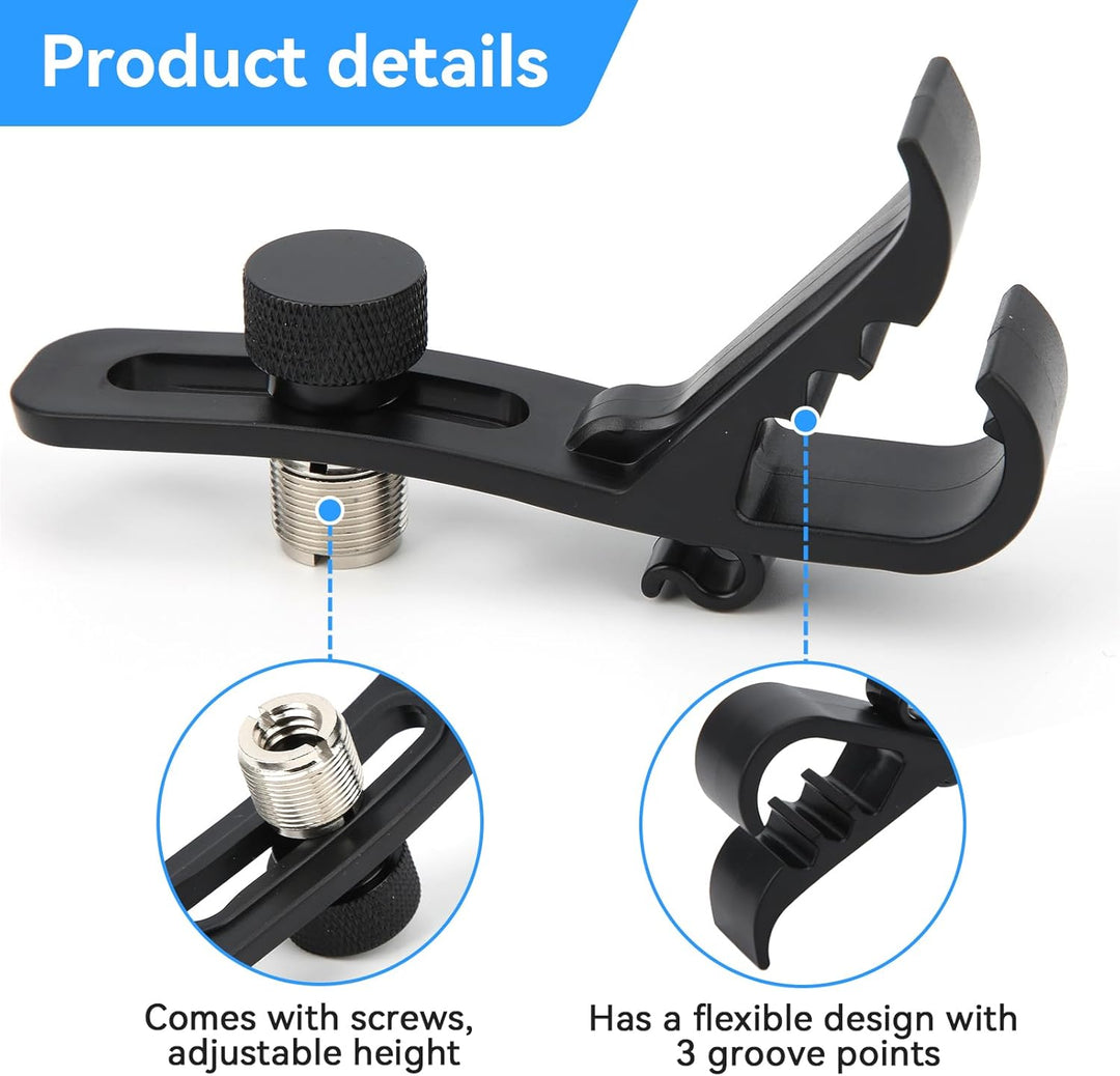 4 Stück Trommel Mikrofonklammern, Universal verstellbare Drum Rim Mic Clips Mikrofon Mount Clamp Mik