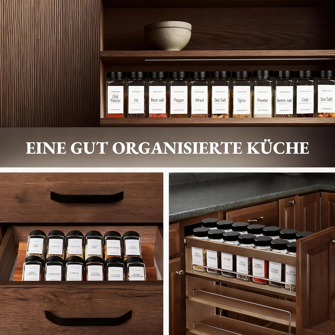 FRIBERG Gewürzgläser mit Streueinsatz [20x 120ml],Gewürzgläser Eckig Set mit Edelstahl Deckel,mit 2